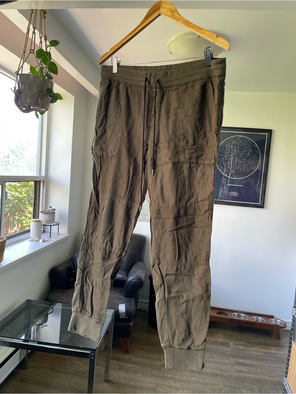 Community Lightweight Cotton Olive Drawstring Jogger Pants